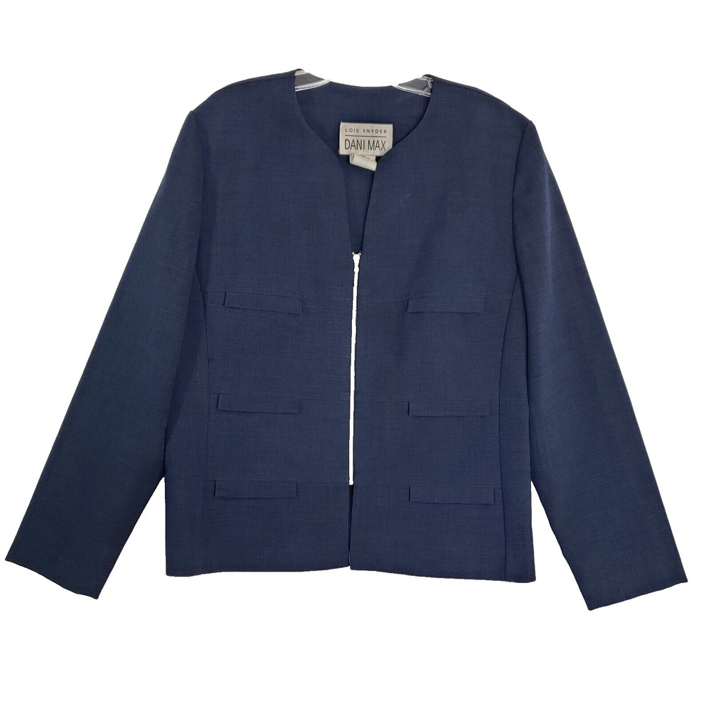 Lois Snyder Dani Max Blazer Womens 16 Navy Blue Jacket Made USA Career Wear VTG‎